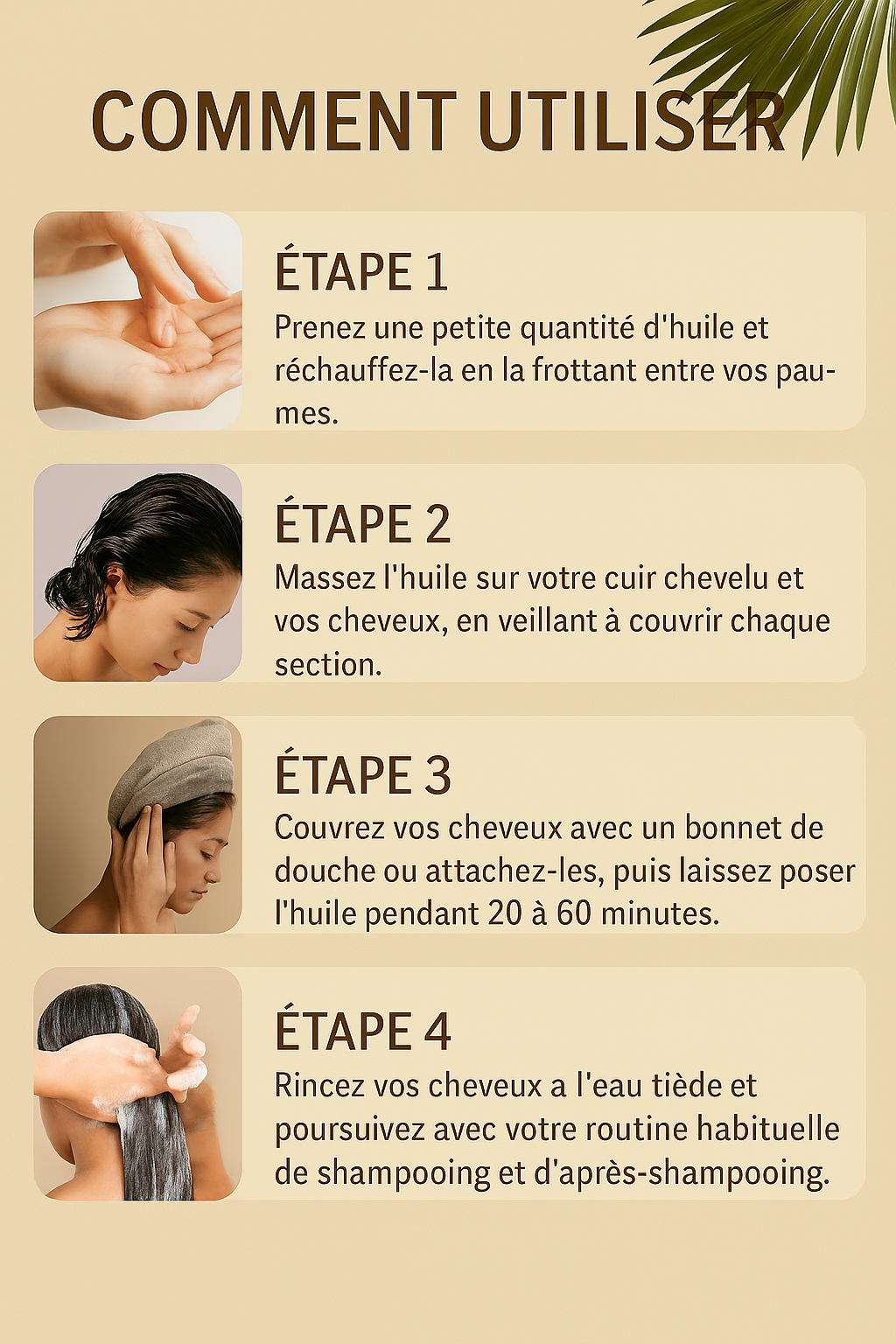 Huile végétale de Batana 100% naturelle, Soins capillaire réparateur, douceur et hydratation, favorise la pousse des cheveux