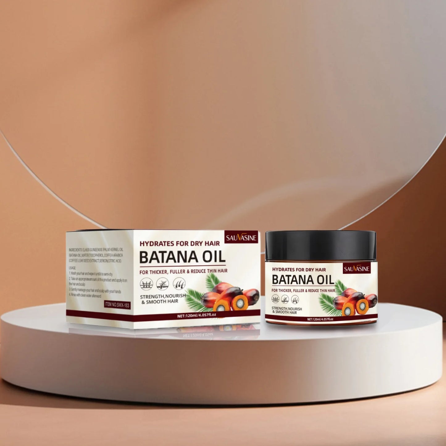 Huile végétale de Batana 100% naturelle, Soins capillaire réparateur, douceur et hydratation, favorise la pousse des cheveux