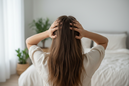 peux tu la montrer en train de se masser le cuire chevelu a la racine